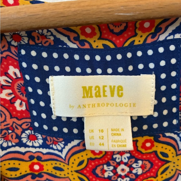 MAEVE BY ANTHROPOLOGIE EDER TIERED BOHO TIE SLEEVE DRESS - Picture 8 of 11